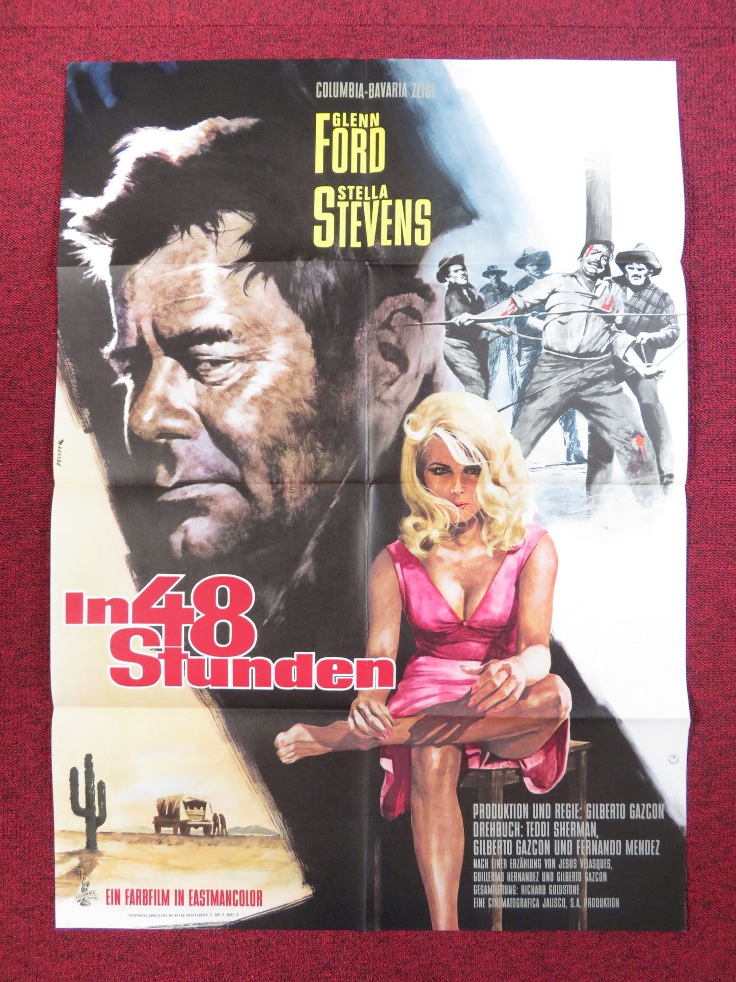 RAGE GERMAN A1 POSTER FOLDED GLEN FORD STELLA STEVENS 1967