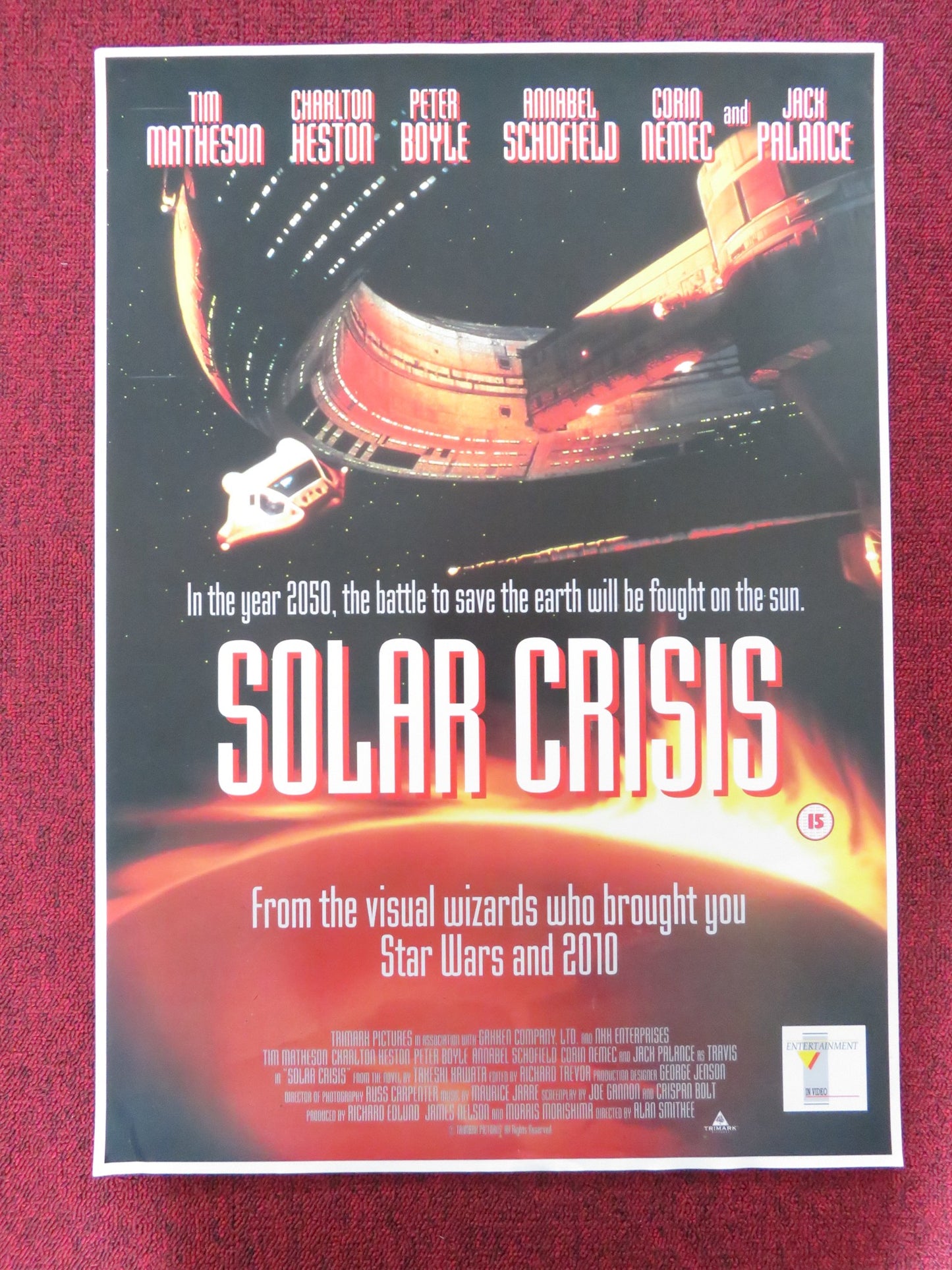 SOLAR CRISIS VHS POSTER ROLLED CHARLTON HESTON TIM MATHESON 1990