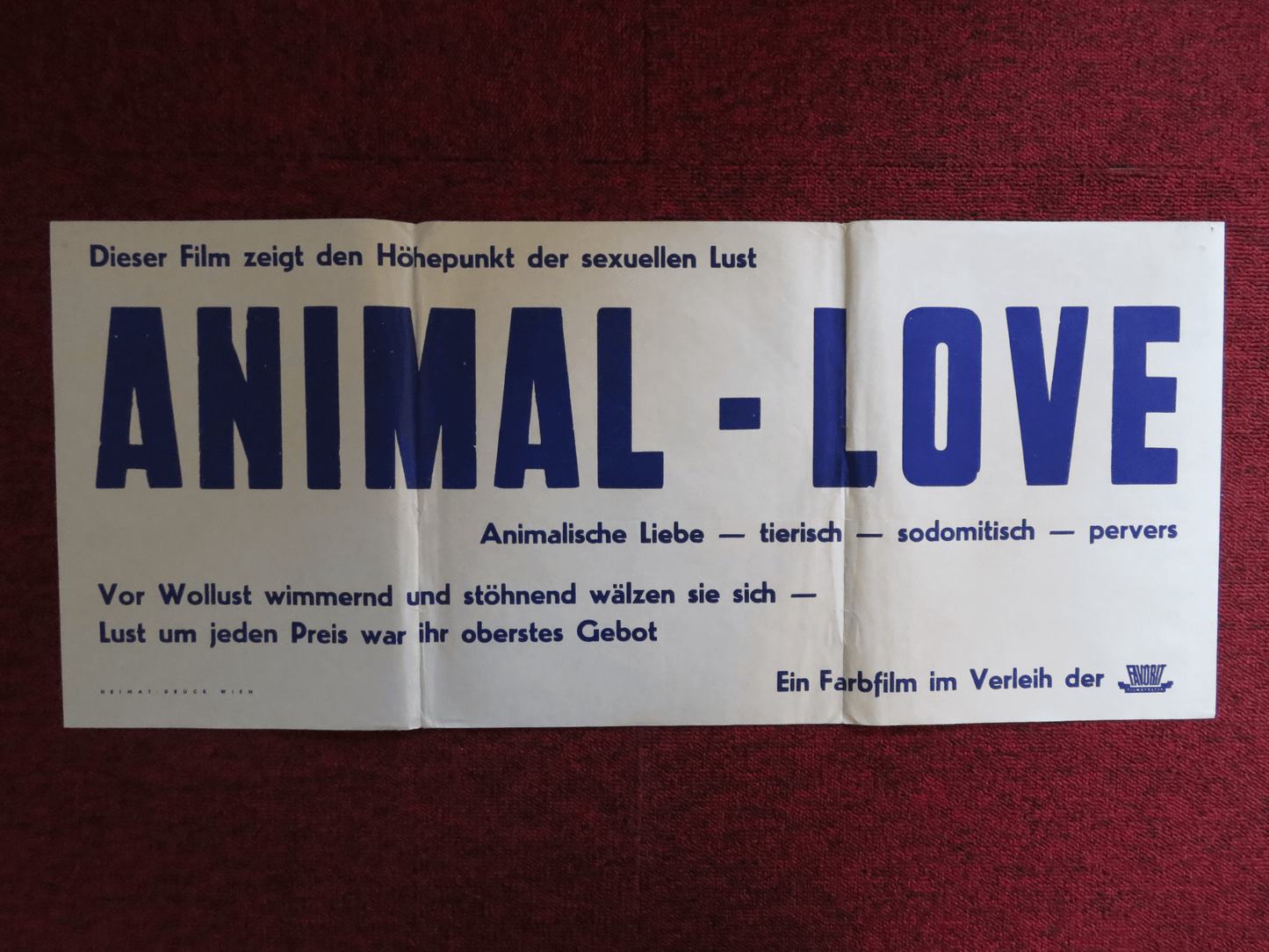 ANIMAL LOVE GERMAN POSTER MARY DUNN SAM KING 1969