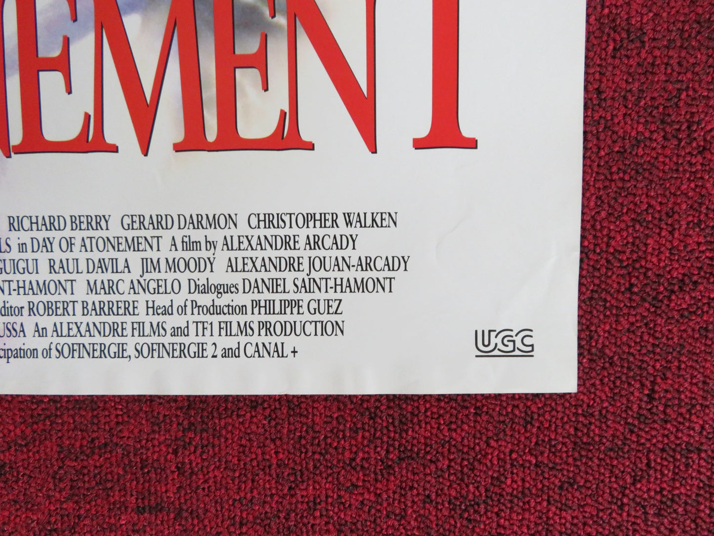 DAY OF ATONEMENT VHS VIDEO POSTER CHRISTOPHER WALKEN ROGER HANIN 1992