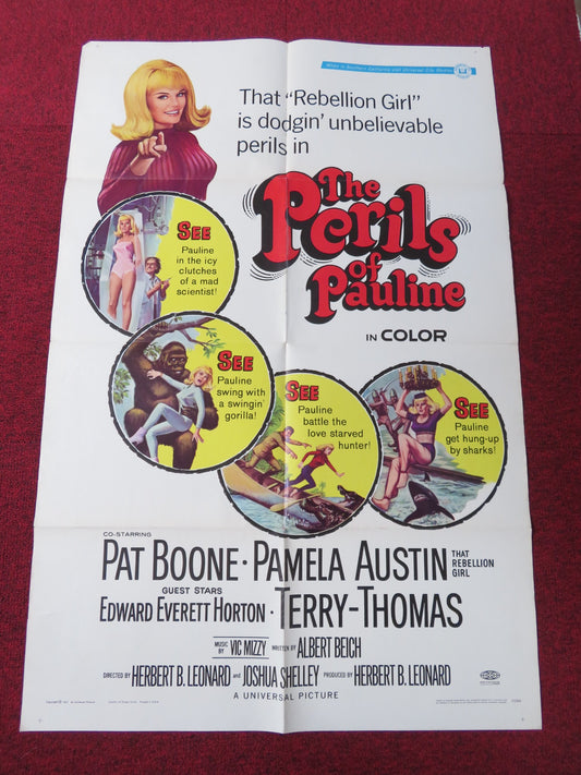 THE PERILS OF PAULINE FOLDED US ONE SHEET POSTER PAT BOONE TERRY-THOMAS 1967