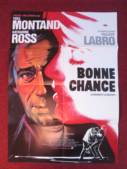 CHANCE AND VIOLENCE GERMAN A1 POSTER FOLDED YVES MONTAND KATHARINE ROSS 1975