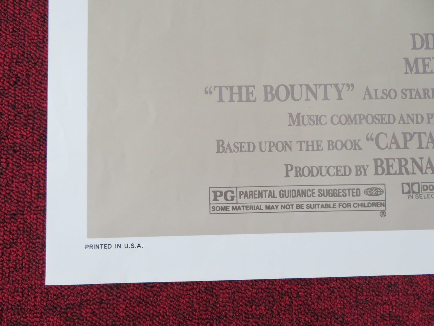 THE BOUNTY FOLDED US ONE SHEET POSTER MEL GIBSON ANTHONY HOPKINS 1984