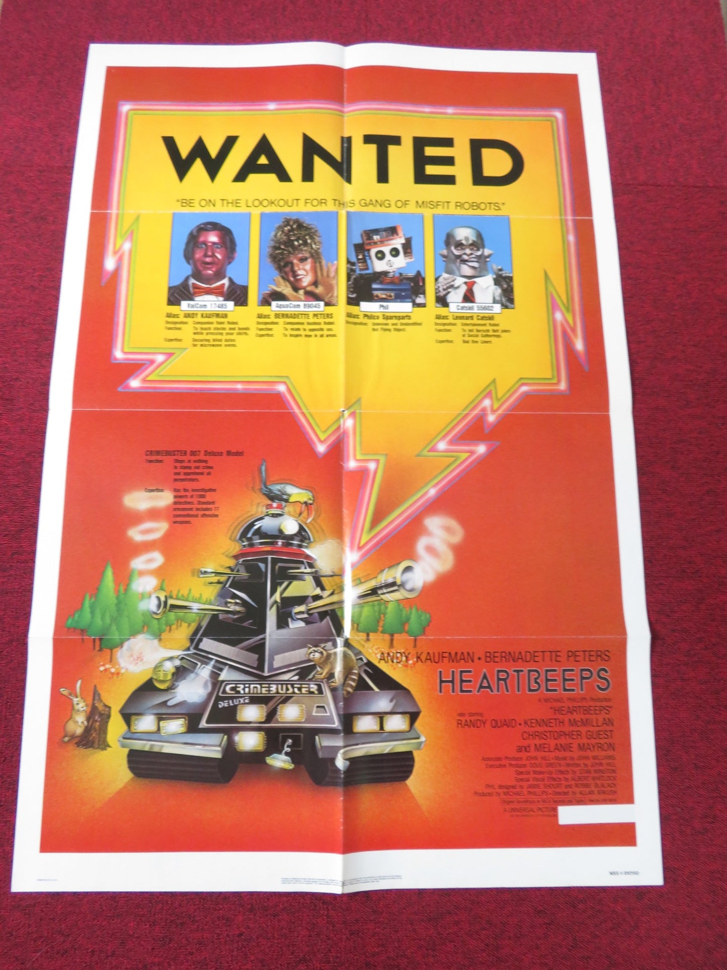 HEARTBEEPS FOLDED US ONE SHEET POSTER ANDY KAUFMAN BERNADETTE PETERS 1981