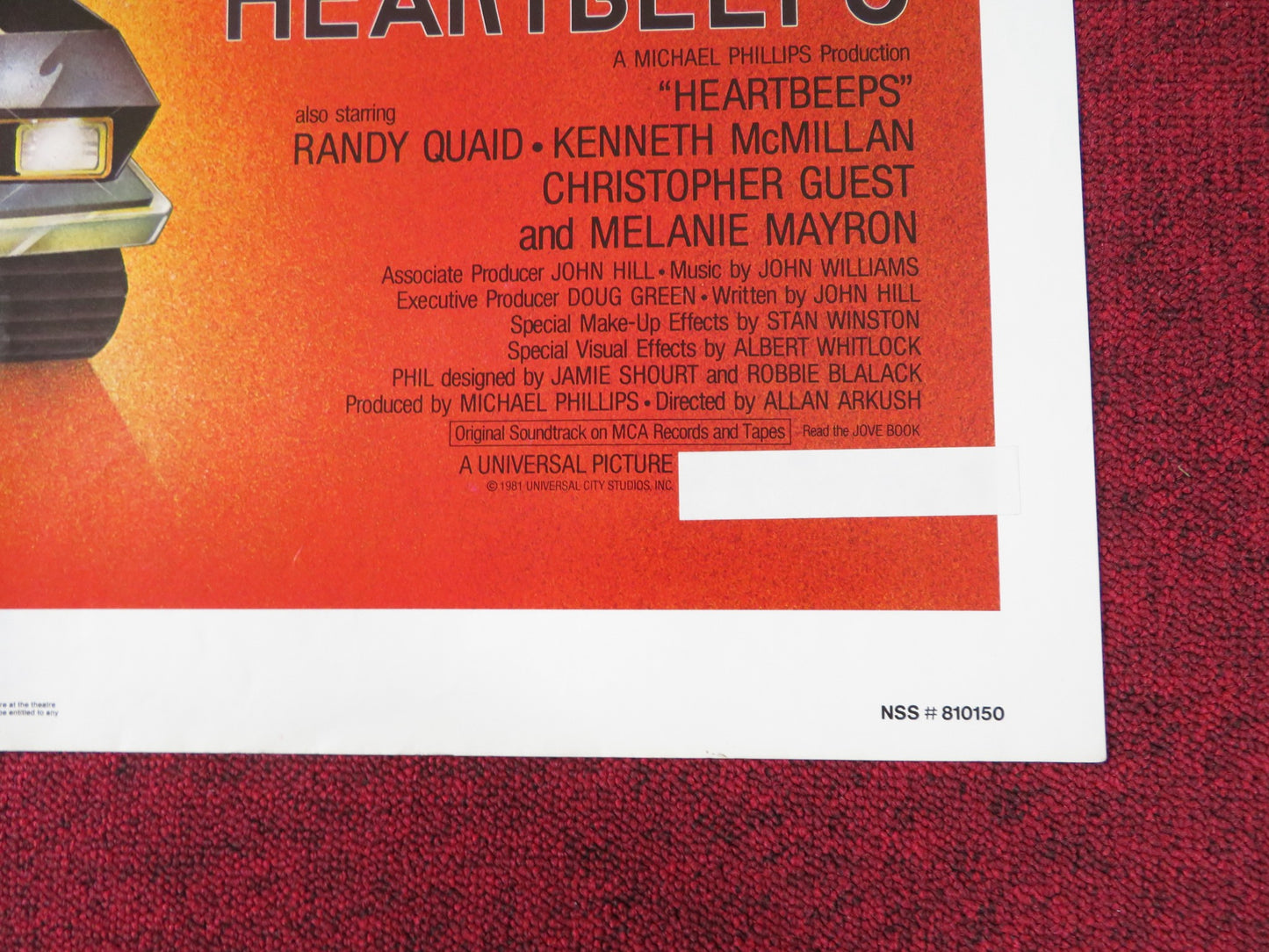 HEARTBEEPS FOLDED US ONE SHEET POSTER ANDY KAUFMAN BERNADETTE PETERS 1981