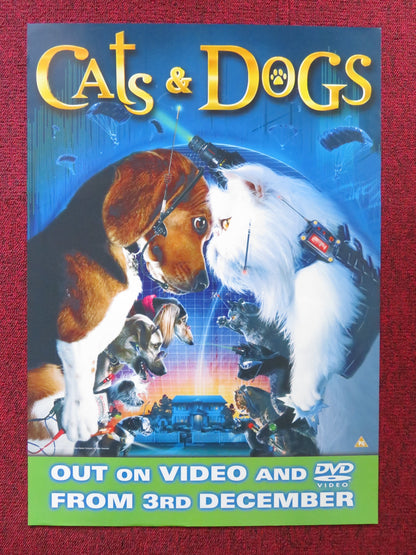 CATS & DOGS VHS & DVD VIDEO POSTER JEFF GOLDBLUM ELIZABETH PERKINS 2001