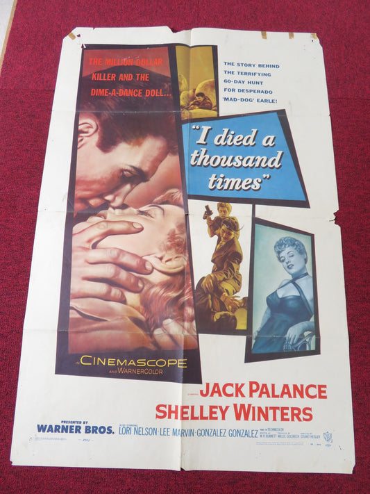 I DIED A THOUSAND TIMES FOLDED US ONE SHEET POSTER JACK PALANCE S. WINTERS 1955