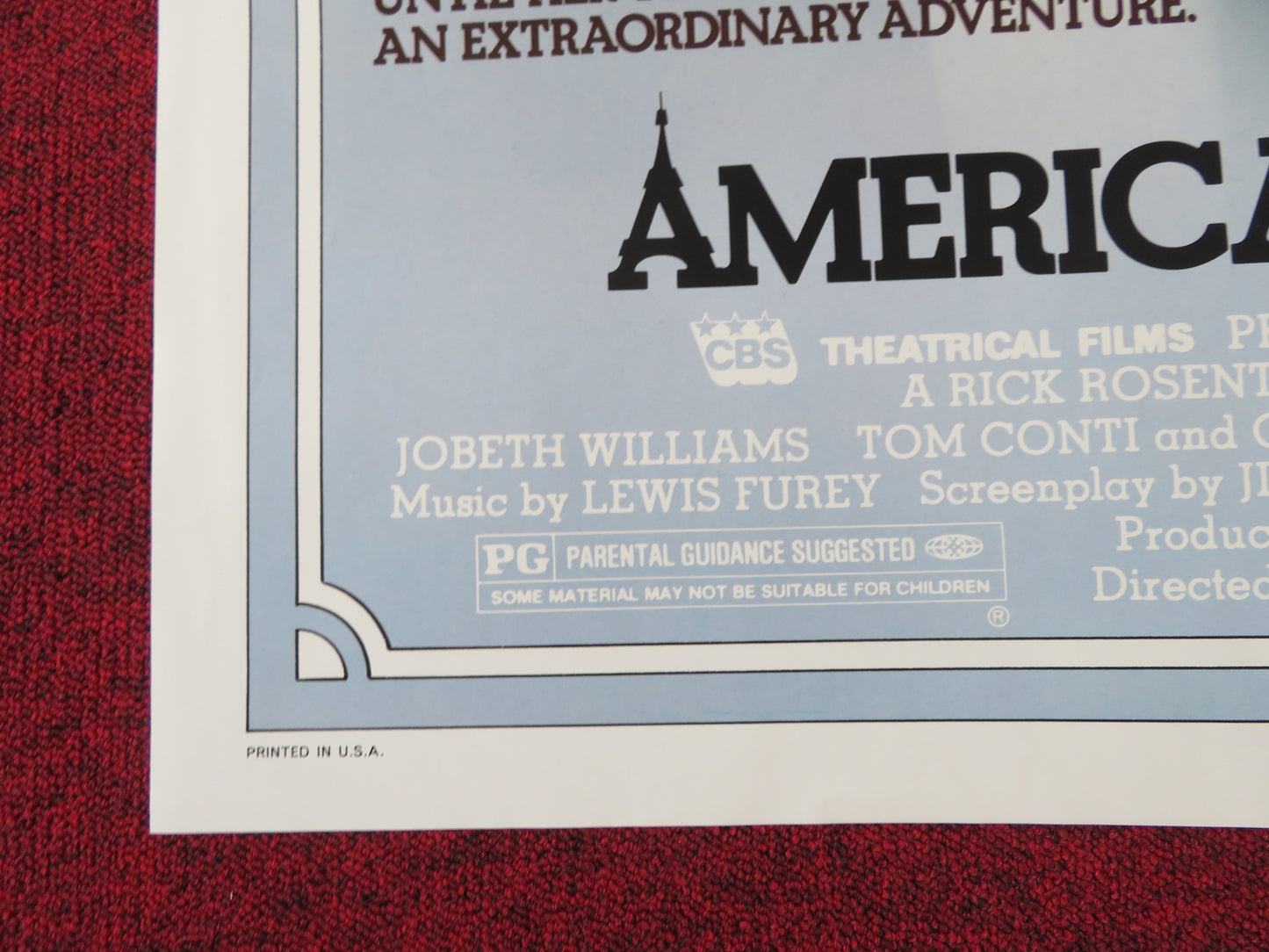 AMERICAN DREAMER FOLDED US ONE SHEET POSTER JOBETH WIILIAMS TOM CONTI 1984