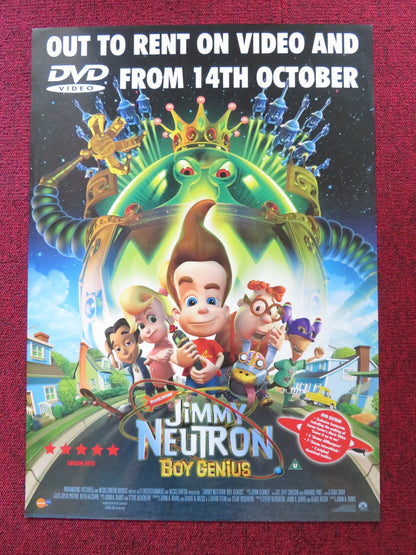 JIMMY NEUTRON: BOY GENIUS VHS & DVD VIDEO POSTER MEGAN CAVANAGH M. DECARLO 2001