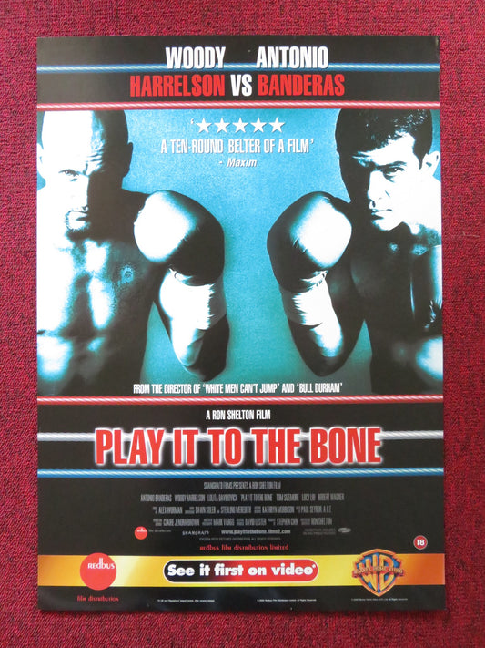 PLAY IT TO THE BONE VHS VIDEO POSTER WOODY HARRELSON ANTONIO BANDERAS 2000