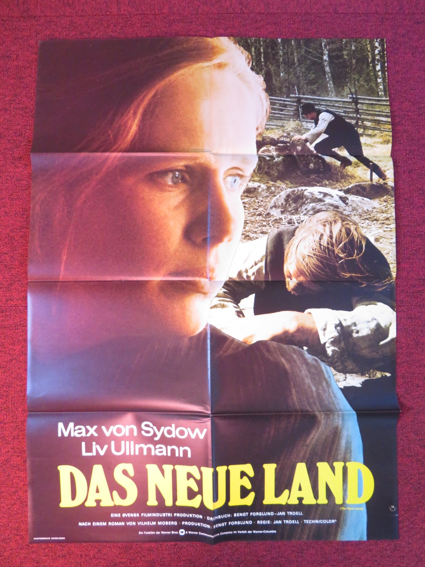 THE NEW LAND GERMAN A1 POSTER FOLDED MAX VON SYDOW LIV ULLMANN 1977