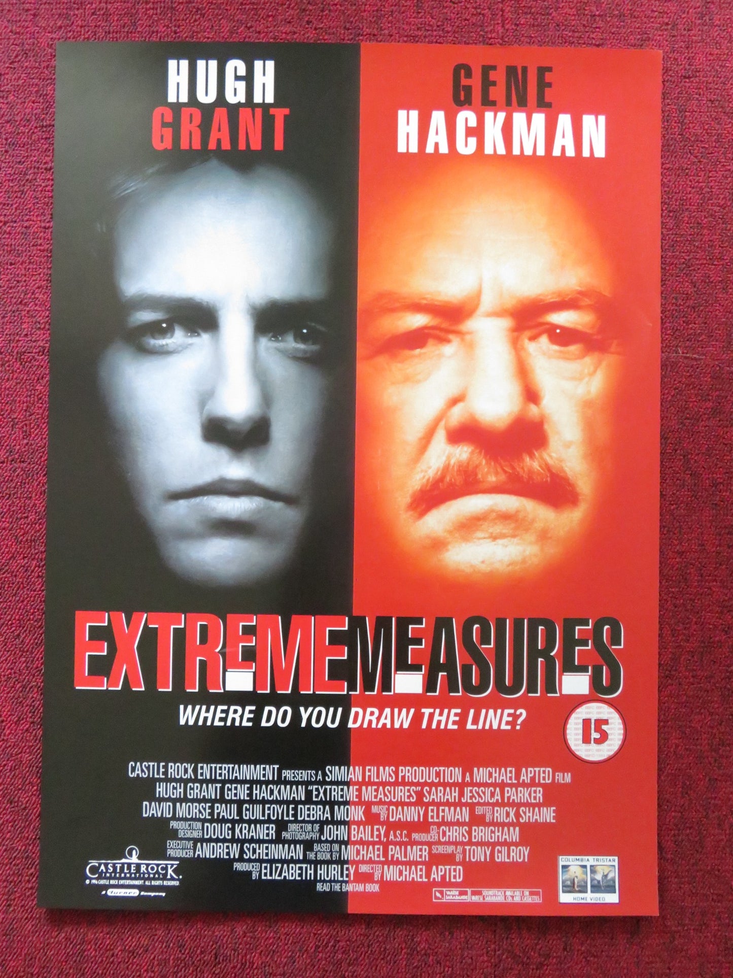 EXTREME MEASURES VHS VIDEO POSTER HUGH GRANT GENE HACKMAN 1996