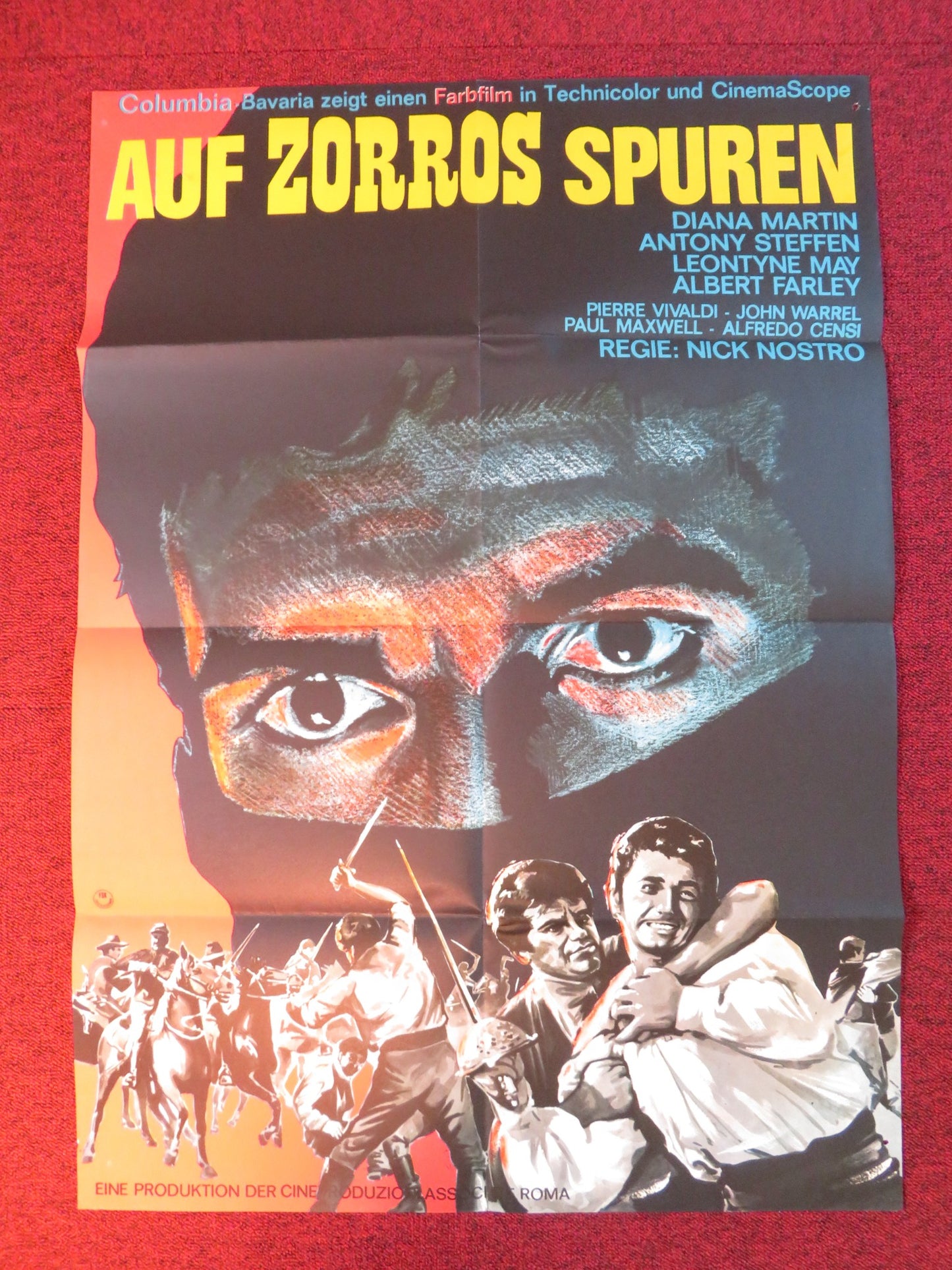 REVENGE OF THE BLACK KNIGHT GERMAN A1 POSTER FOLDED DIANA MARTIN 1966