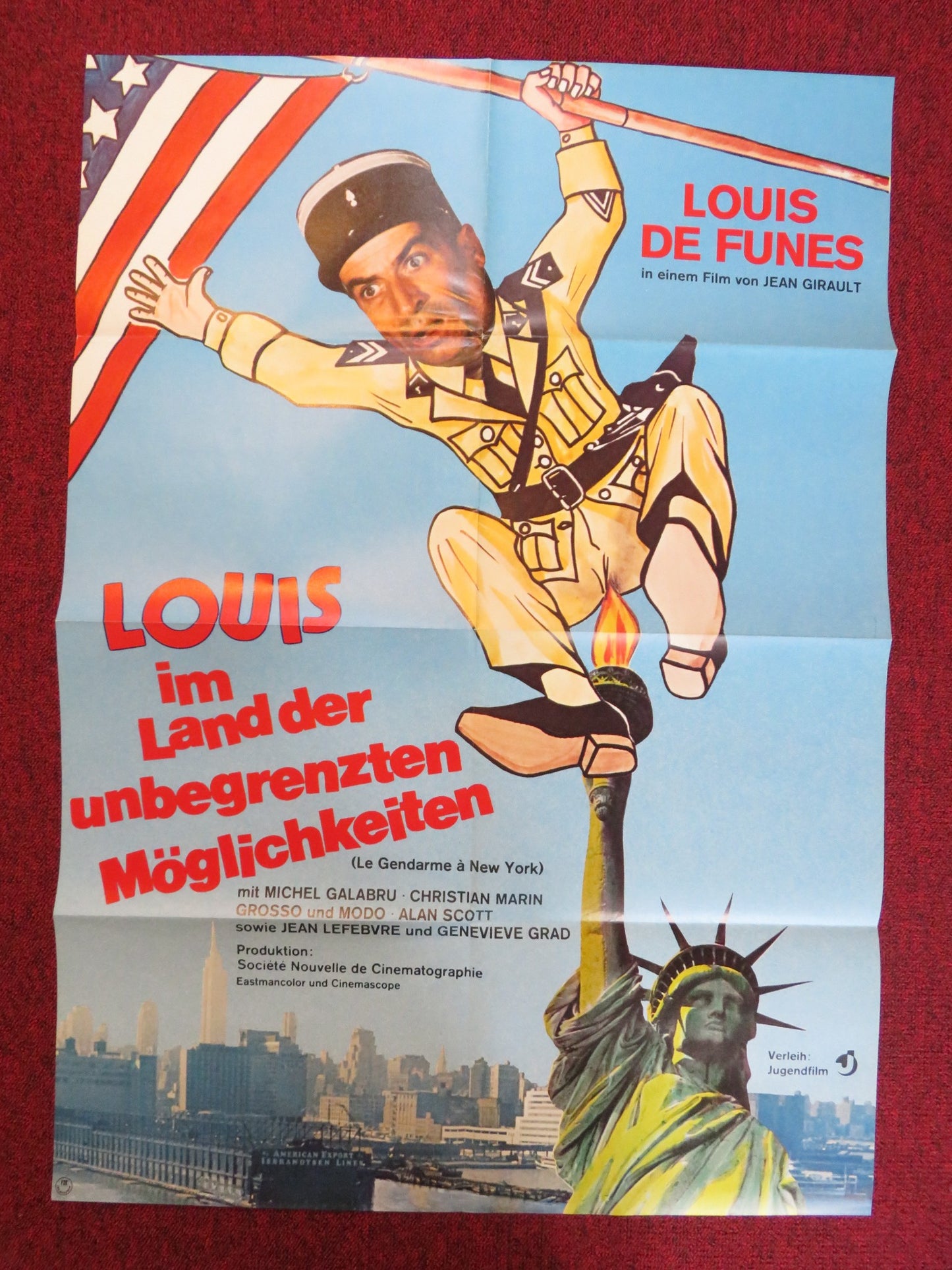 THE GENDARME IN NEW YORK GERMAN A1 POSTER FOLDED LOUIS DE FUNES 1967