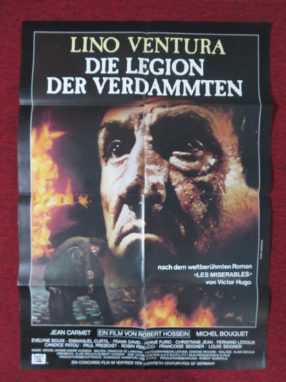 LES MISERABLES GERMAN A1 POSTER FOLDED LINO VENTURA JEAN CARMET 1983