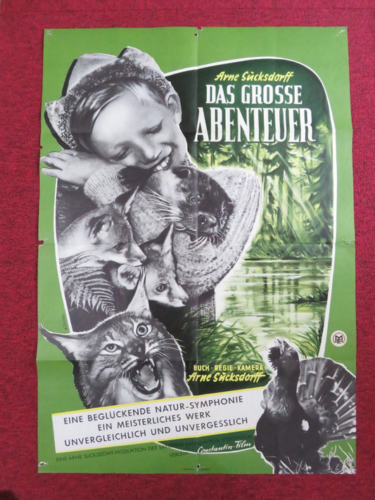 THE GREAT ADVENTURE GERMAN A1 POSTER FOLDED GUNNAR SJOBERG ANDERS NOHRBORG 1953