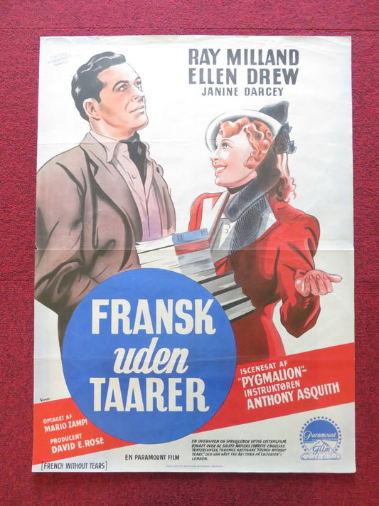 FRENCH WITHOUT TEARS DANISH POSTER ROLLED RAY MILLAND ELLEN DREW 1949