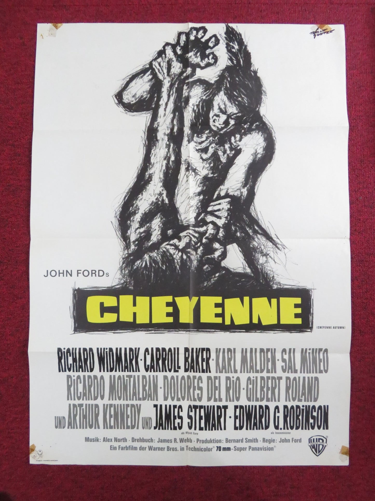 CHEYENNE AUTUMN GERMAN A1 POSTER FOLDED RICHARD WIDMARK CARROLL BAKER 1965