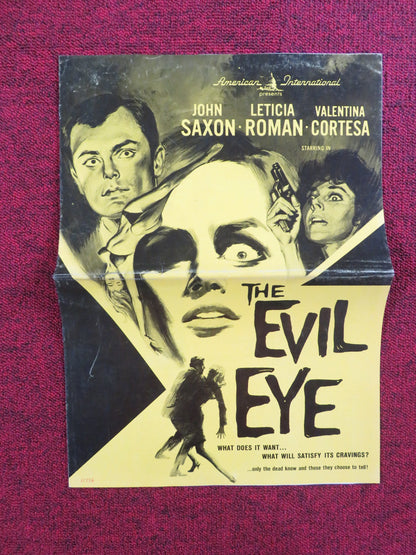 THE EVIL EYE UNCUT PRESS BOOK FOLDED JOHN SAXON LETICIA ROMAN 1964