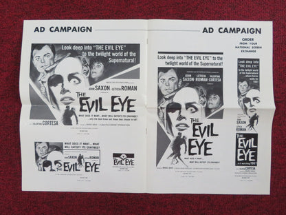 THE EVIL EYE UNCUT PRESS BOOK FOLDED JOHN SAXON LETICIA ROMAN 1964