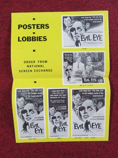 THE EVIL EYE UNCUT PRESS BOOK FOLDED JOHN SAXON LETICIA ROMAN 1964