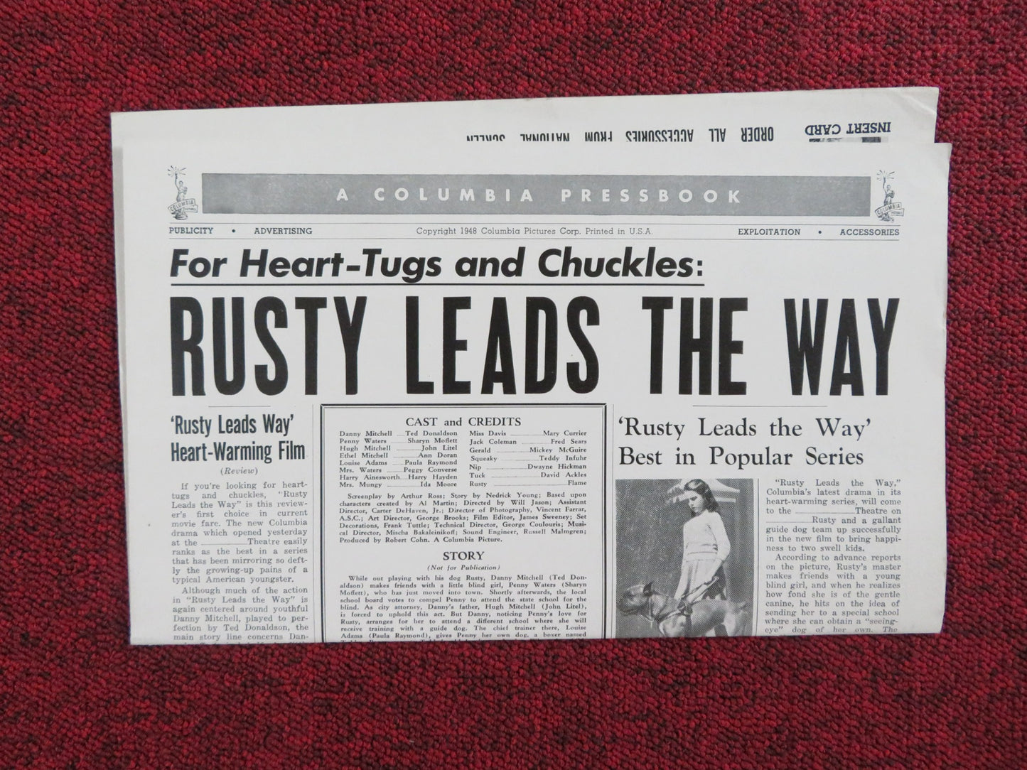 RUSTY LEADS THE WAY UNCUT PRESS BOOK FOLDED TED DONALDSON SHARYN MOFFETT 1948