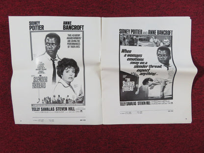 THE SLENDER THREAD UNCUT PRESS BOOK FOLDED SIDNEY POITIER ANNE BANCROFT 1965