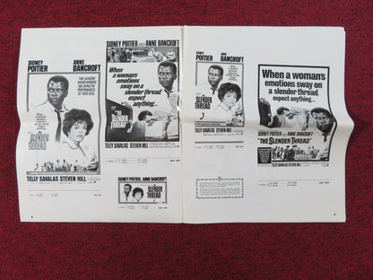 THE SLENDER THREAD UNCUT PRESS BOOK FOLDED SIDNEY POITIER ANNE BANCROFT 1965