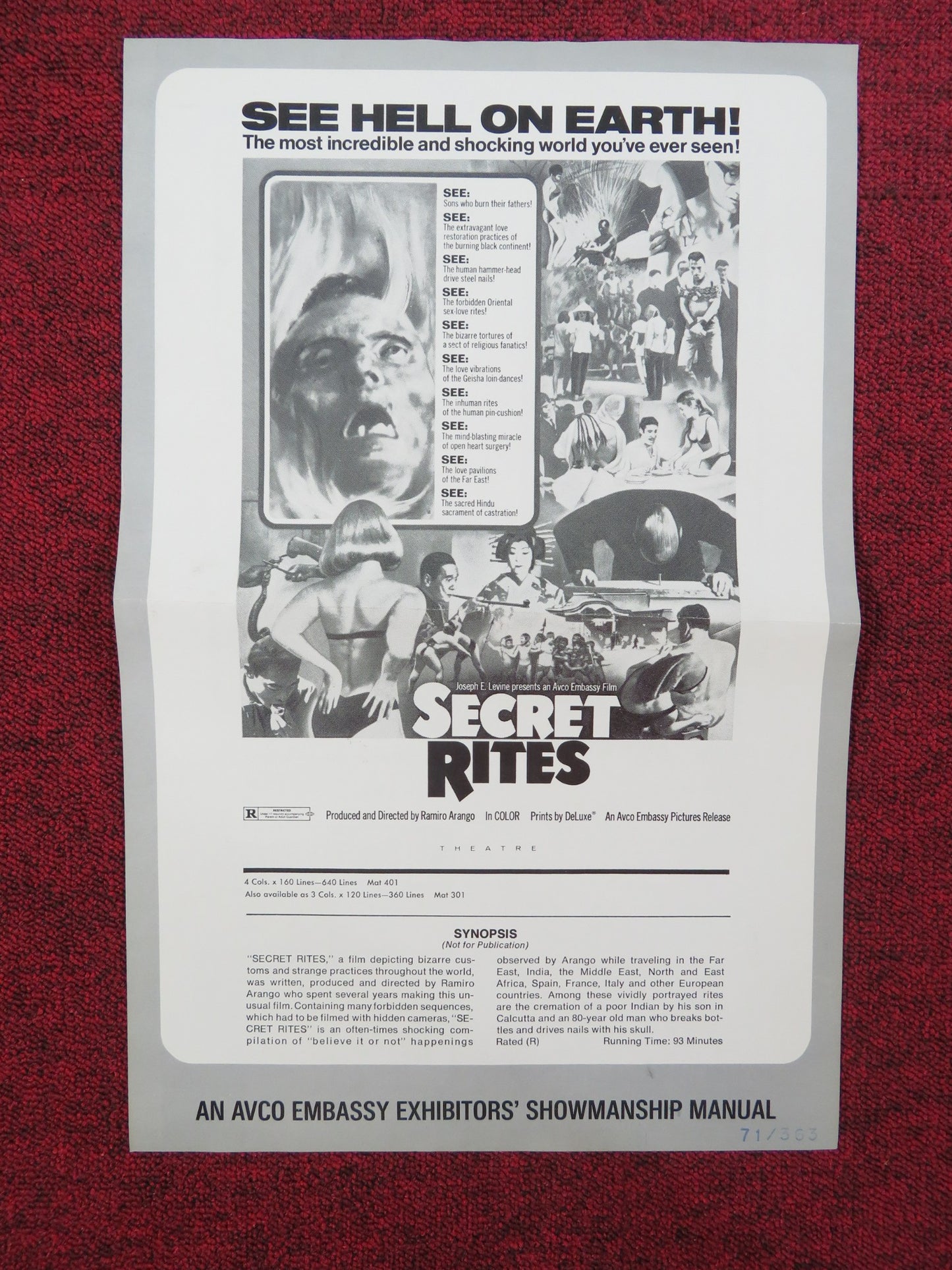 SECRET RITES UNCUT PRESS BOOK FOLDED PENNY BEECHING SHIRLEY HARMER 1971