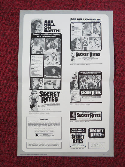 SECRET RITES UNCUT PRESS BOOK FOLDED PENNY BEECHING SHIRLEY HARMER 1971