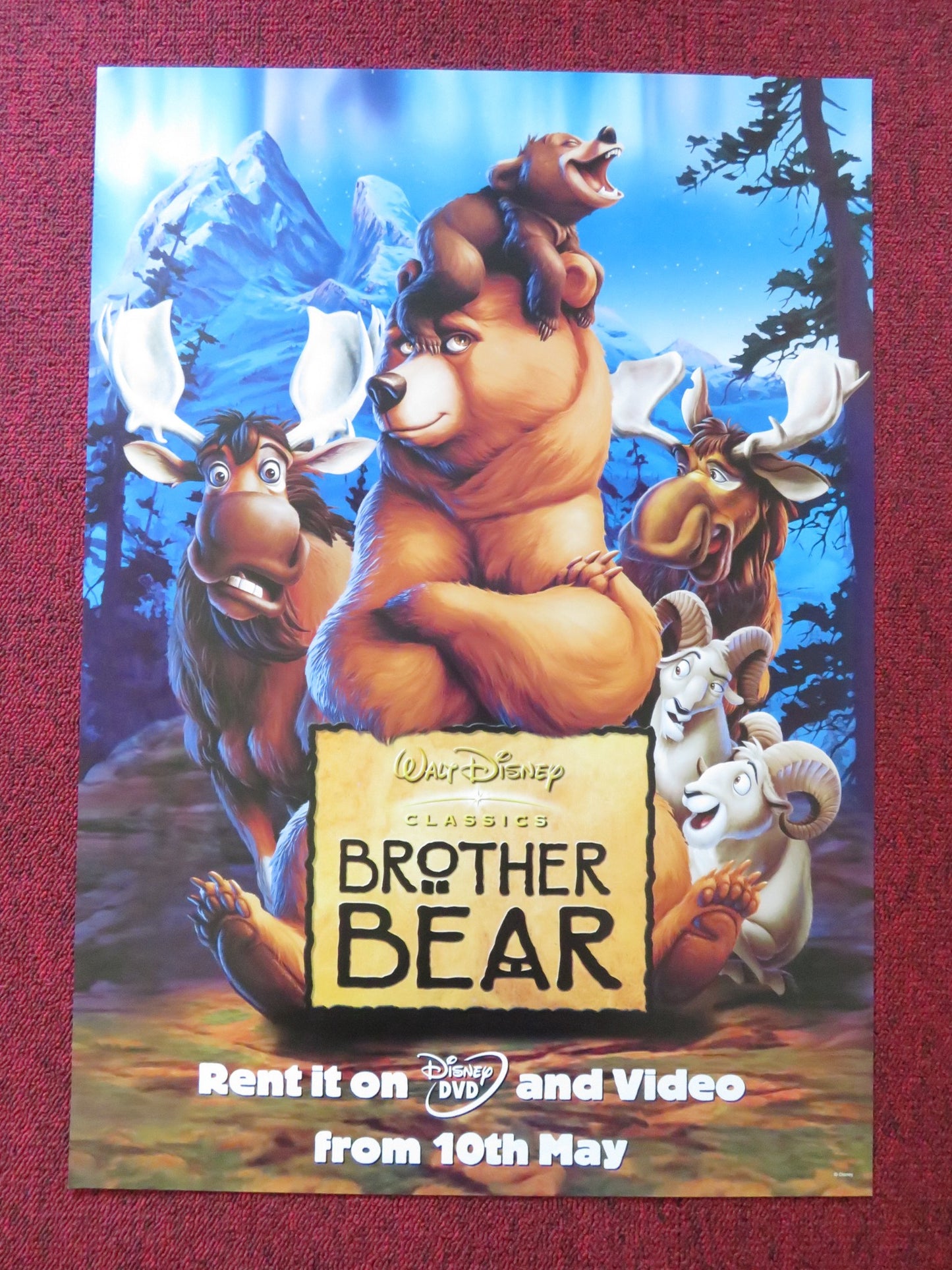BROTHER BEAR VHS & DVD VIDEO POSTER DISNEY JOAQUIN PHOENIX RICK MORANIS 2003