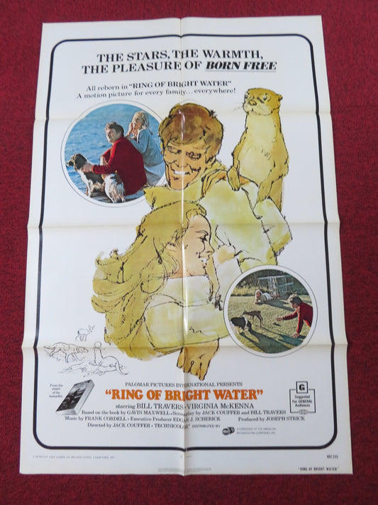 RING OF BRIGHT WATER FOLDED US ONE SHEET POSTER BILL TRAVERS V. MCKENNA 1969