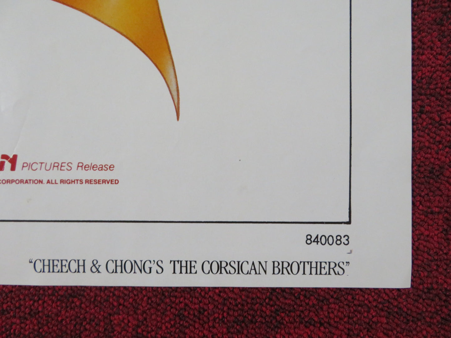 CHEECH & CHONG'S THE CORSICAN BROTHERS FOLDED US ONE SHEET POSTER 1984