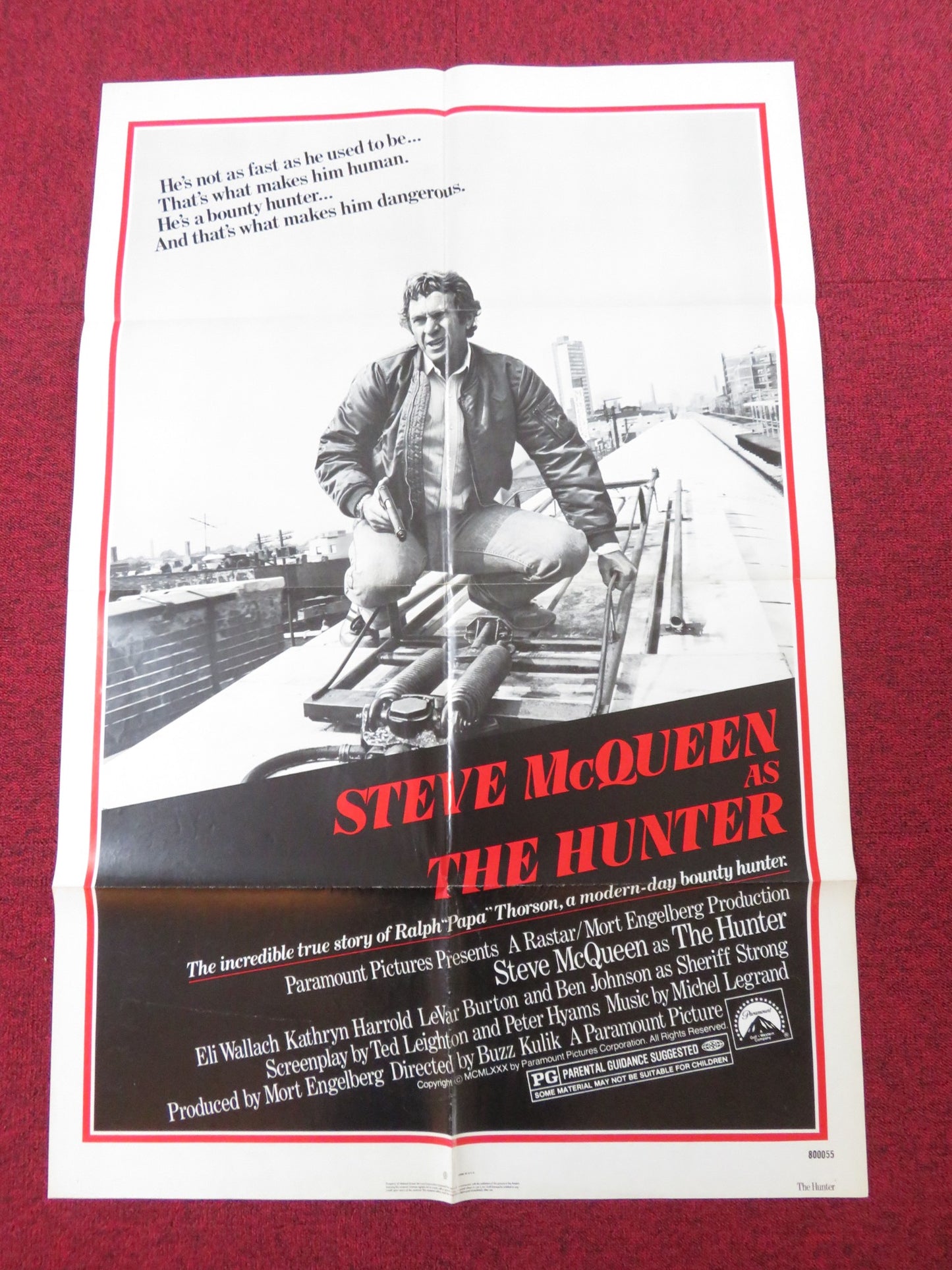 THE HUNTER FOLDED US ONE SHEET POSTER STEVE MCQUEEN ELI WALLACH 1980