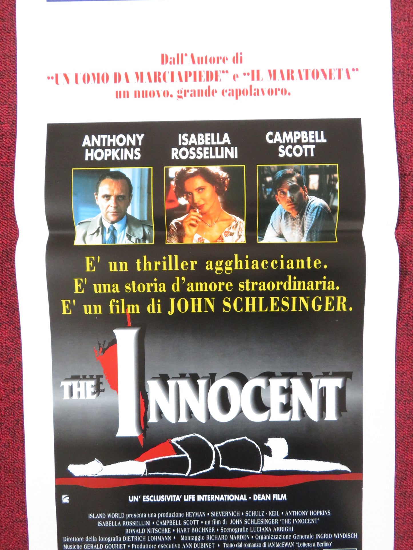 THE INNOCENT ITALIAN LOCANDINA POSTER ANTHONY HOPKINS ISABELLA ROSSELLINI 1993