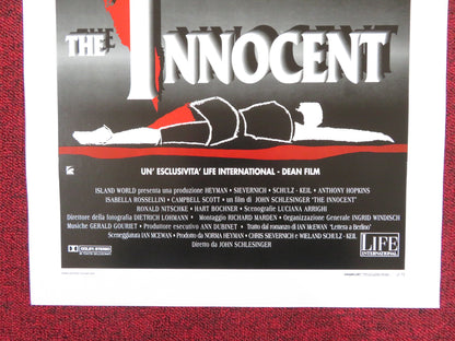 THE INNOCENT ITALIAN LOCANDINA POSTER ANTHONY HOPKINS ISABELLA ROSSELLINI 1993