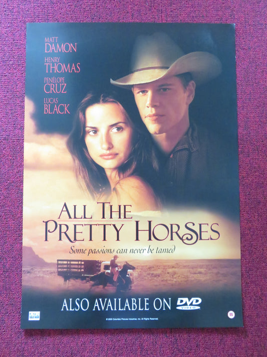 ALL THE PRETTY HORSES DVD POSTER MATT DAMON PENELOPE CRUZ 2000