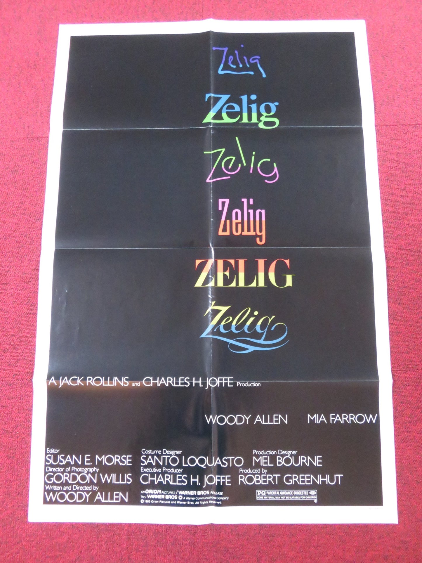 ZELIG FOLDED US ONE SHEET POSTER WOODY ALLEN MIA FARROW 1983