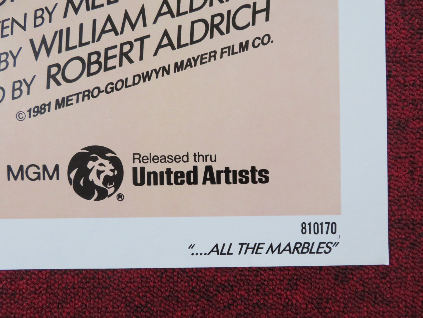 ...ALL THE MARBLES FOLDED US ONE SHEET POSTER PETER FALK VICKI FREDERICK 1981