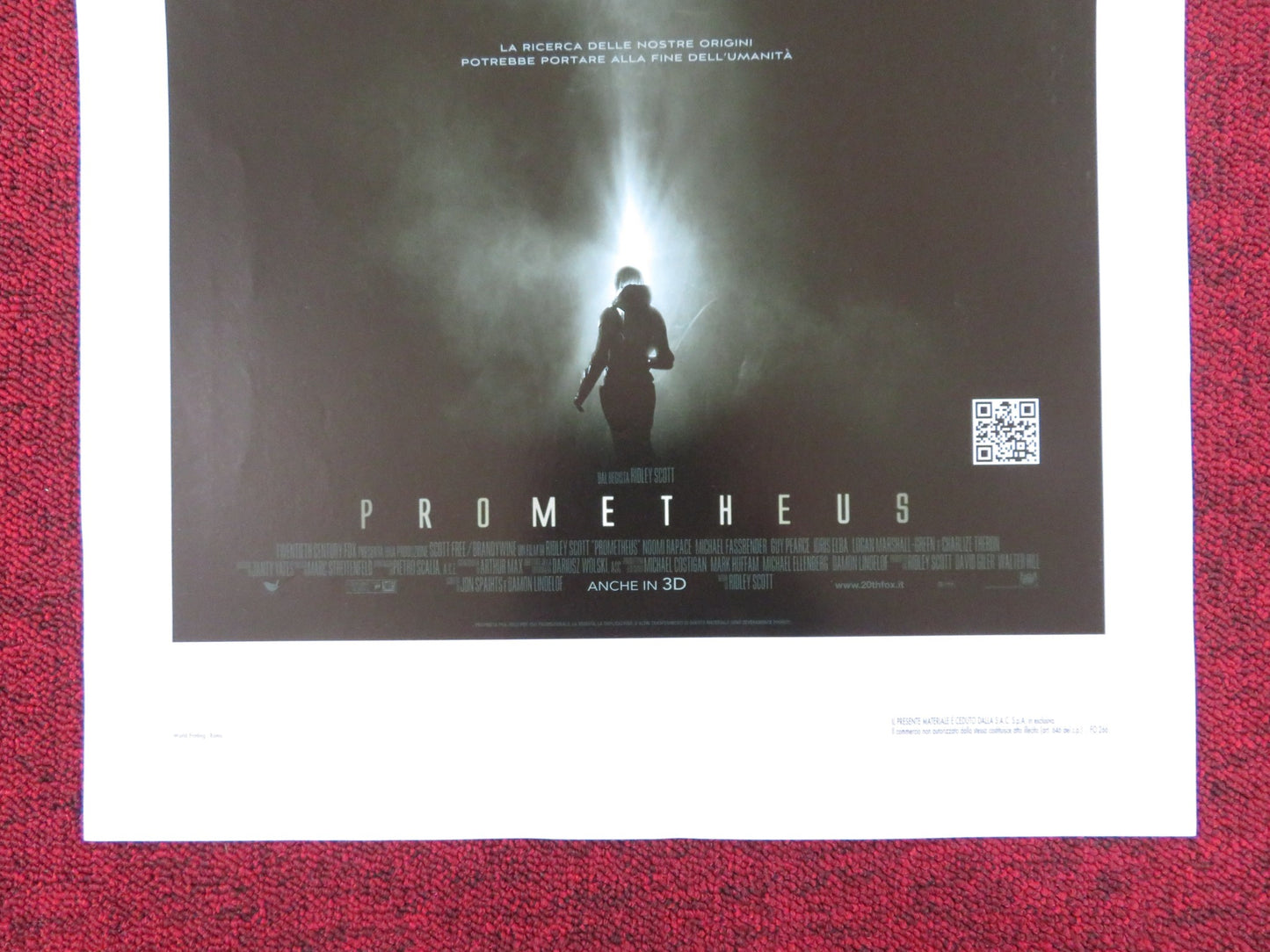 PROMETHEUS ITALIAN LOCANDINA POSTER MICHAEL FASSBENDER NOOMI RAPACE 2012