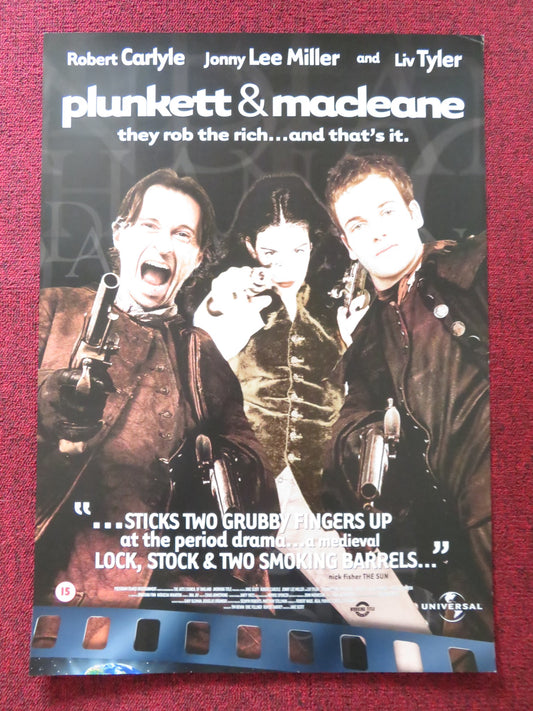 PLUNKETTE & MACLEANE VHS VIDEO POSTER ROBERT CARLYLE LIV TYLER 1999