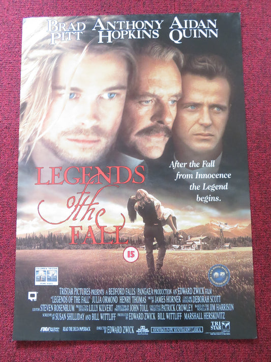 LEGENDS OF THE FALL VHS VIDEO POSTER BRAD PITT ANTHONY HOPKINS 1994