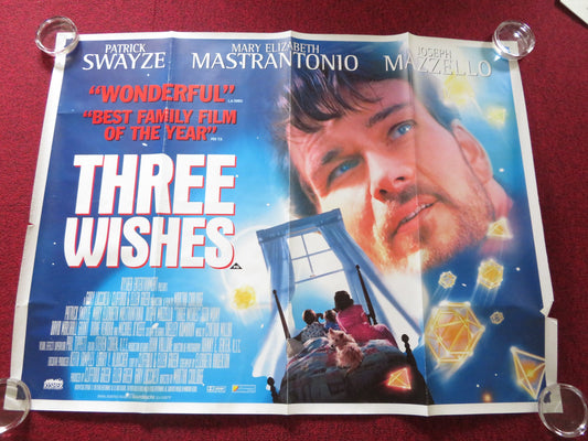 THREE WISHES UK QUAD ROLLED POSTER PATRICK SWAYZE MARY E. MASTRANTONIO 1995