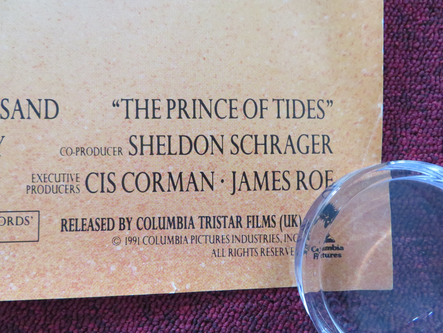 PRINCE OF TIDES UK QUAD ROLLED POSTER NICK NOLTE BARBRA STREISAND 1991