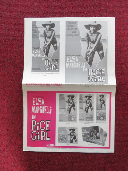 RICE GIRL UNCUT FOLDED PRESS BOOK ELSA MARTINELLI FOLCO LULLI 1956