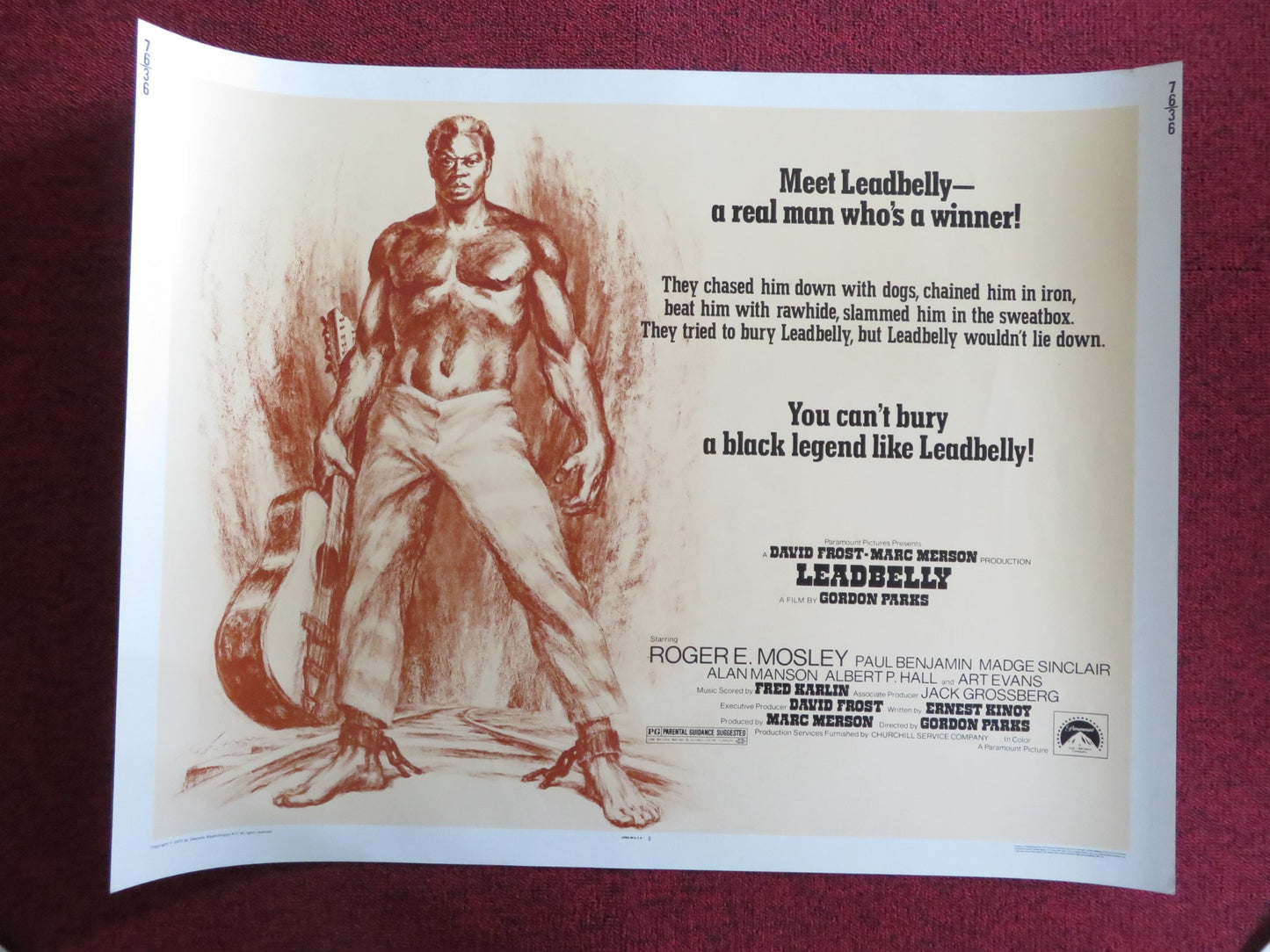 LEADBELLY US HALF SHEET (22"x 28") POSTER ROGER E. MOSLEY PAUL BENJAMIN 1976