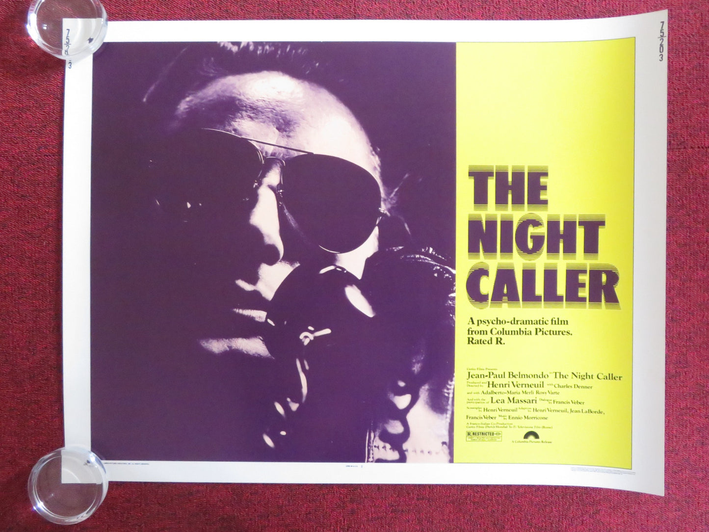 THE NIGHT CALLER US HALF SHEET (22"x 28") POSTER JEAN-PAUL BELMONDO DENNER 1975