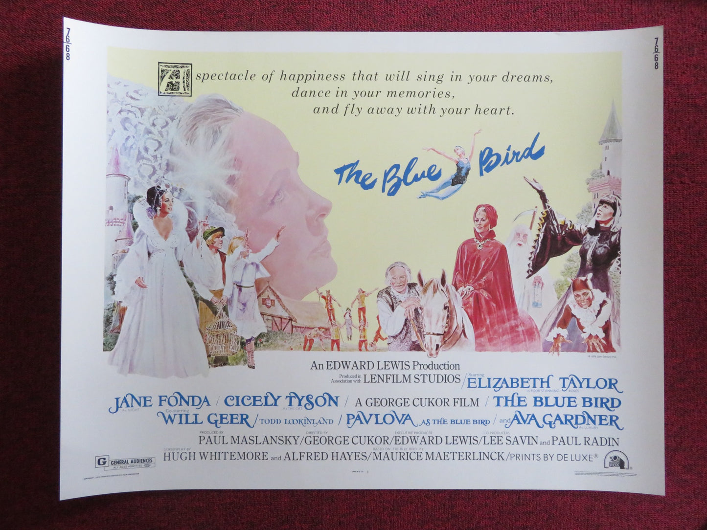 THE BLUE BIRD US HALF SHEET (22"x 28") POSTER ELIZABETH TAYLOR JANE FONDA 1976