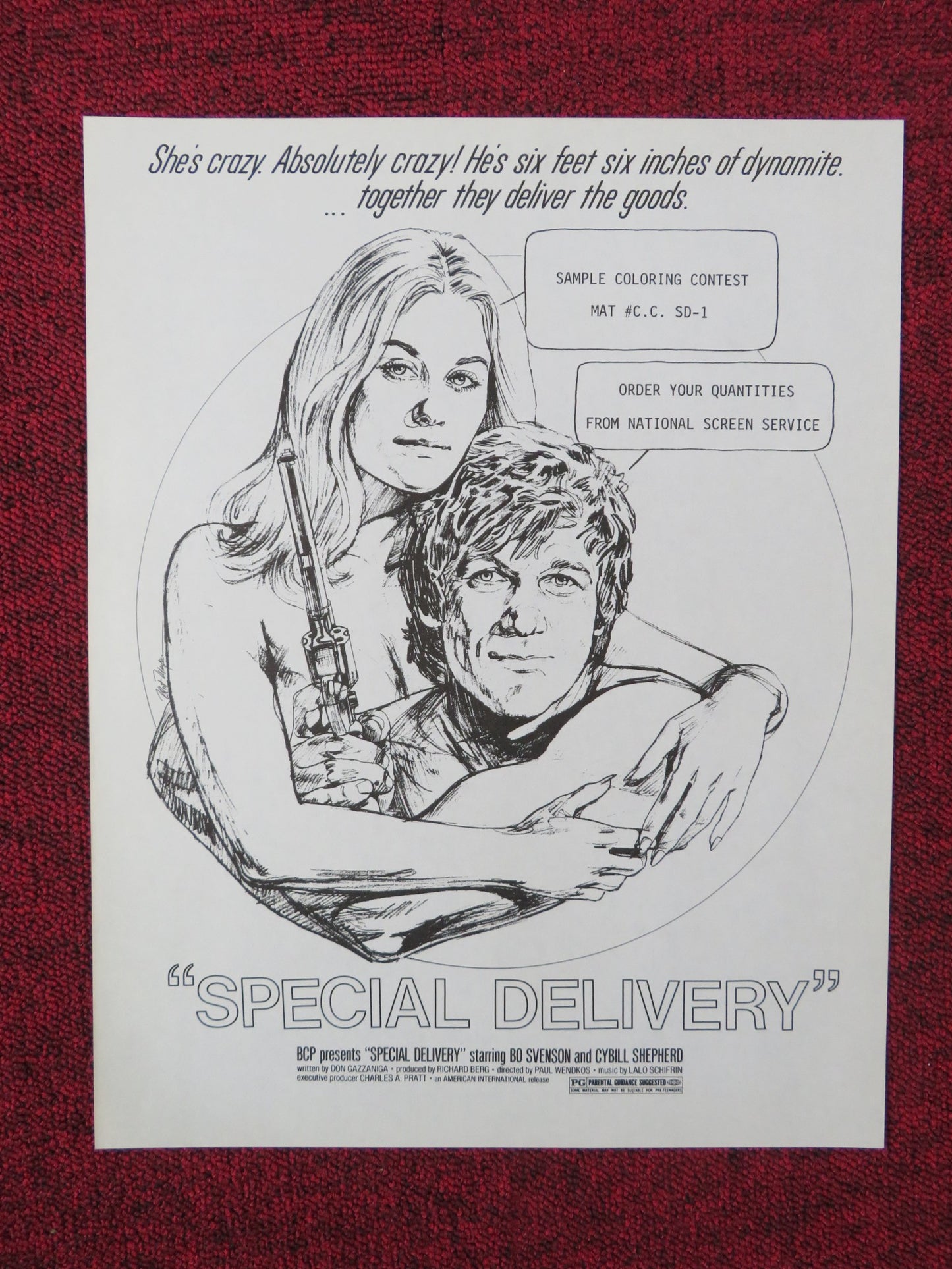 SPECIAL DELIVERY UNCUT PRESS BOOK BO SVENSON CYBILL SHEPHERD 1976