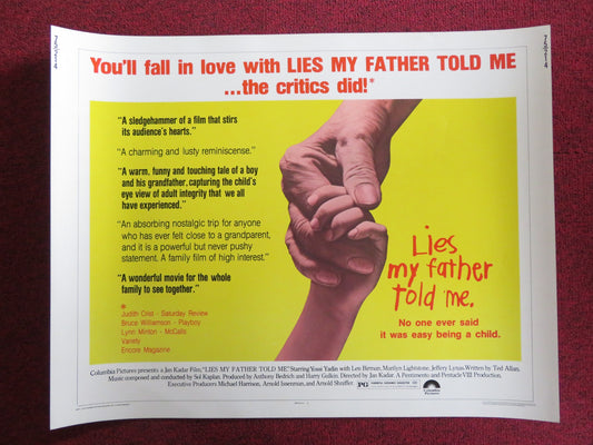 LIES MY FATHER TOLD ME US HALF SHEET (22"x 28") POSTER YOSSI YADIN  BIRMAN 1975